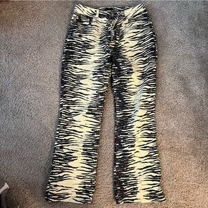 GANNI 29 yellow Zebra Print Flared crop jeans